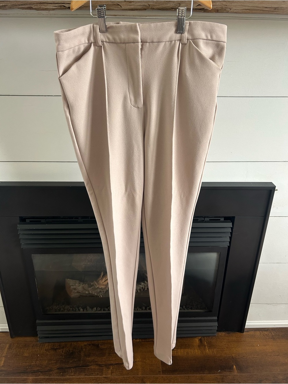 High-Rise Cream Tailored Trousers for Women